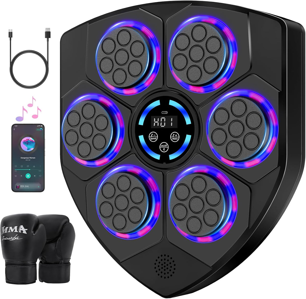 Máquina de boxeo de música para adultos, punzonadora montada en la pared