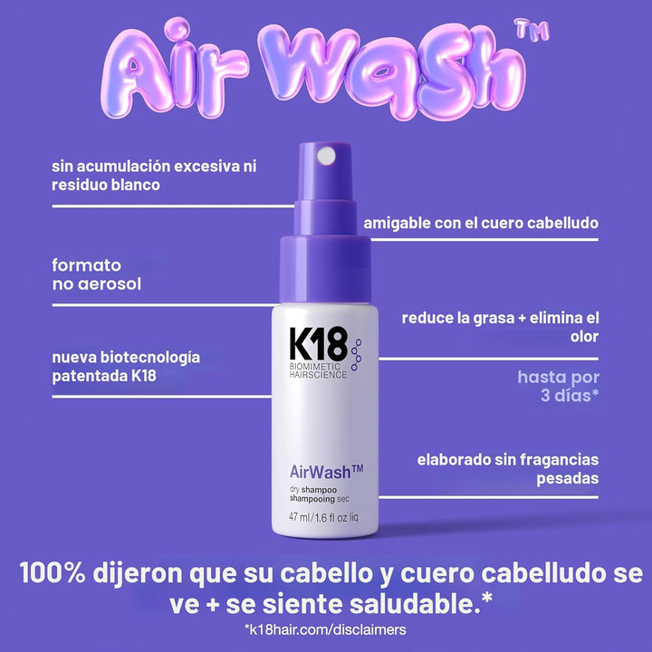 K18 AirWash™ Dry Shampoo, Non-Aerosol, Balances Scalp &amp; Control...