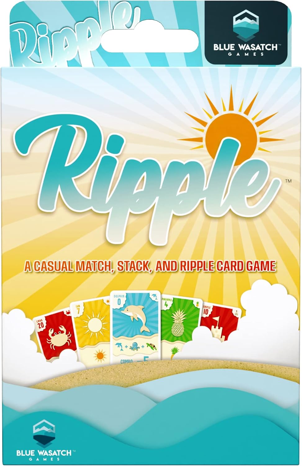 Blue Wasatch Games Juego de cartas Ripple combina apila y