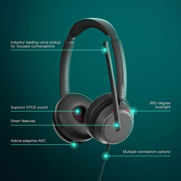 EPOS Impact 860T ANC - Auriculares con cable de doble cara con canc...