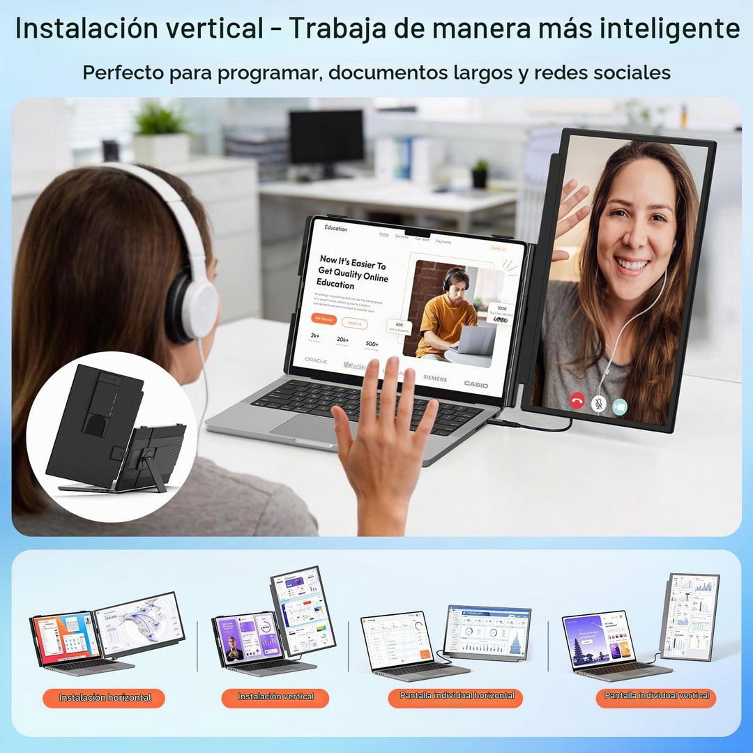 FLYTOCCA Extensor de pantalla para laptop, pantalla IPS FHD 1080P d...