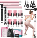 Kit de barra de pilates con bandas de resistencia, equipo de entrenamiento ajustable para gimnasio en casa para mujeres y hombres, equipo de pilates portátil para sentadillas, yoga y