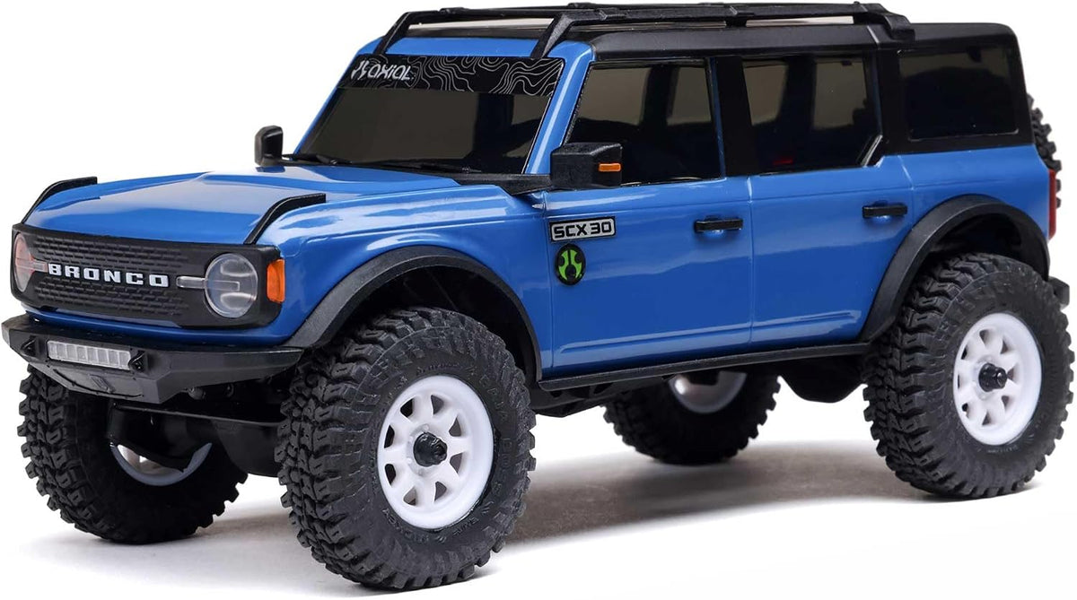 Axial 1/30 SCX30 Ford Bronco 4X4 RTR Rock Crawler a Escala 1/30, Motor Brushed, Azul