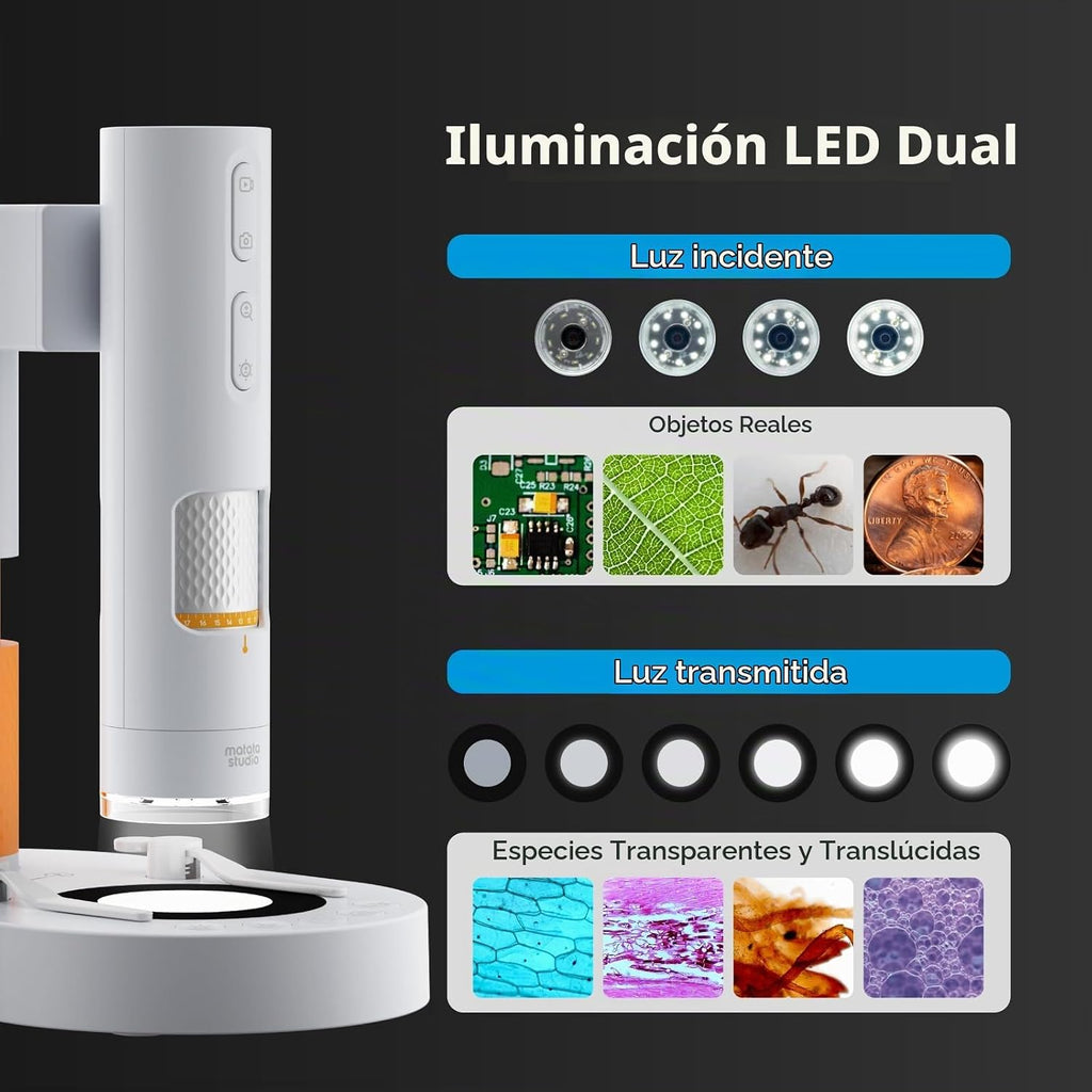 Microscopio digital MX1-AS para niños, 3.5X-1000X USB portátil