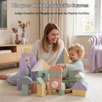 Bloques grandes de espuma de construcción para niños pequeños, juego de bloques de construcción de espuma EVA apilables, no tóxico, lavable, juguetes de construcción de aprendizaje temprano y regalos para niños y niñas (rosa, piezas, 30)
