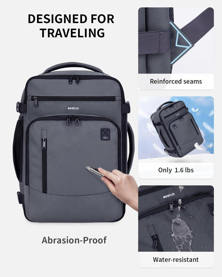 ECOHUB Mochila de Viaje Mochila de Equipaje de Mano, Verde grisáceo...