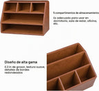 Organizador de Escritorio de Cuero PU, Soporte de Control Remoto de Lujo para el Hogar, Accesorios de Escritorio de Oficina Caddy de Mesa Organizador de Mesita de Noche (Marrón)