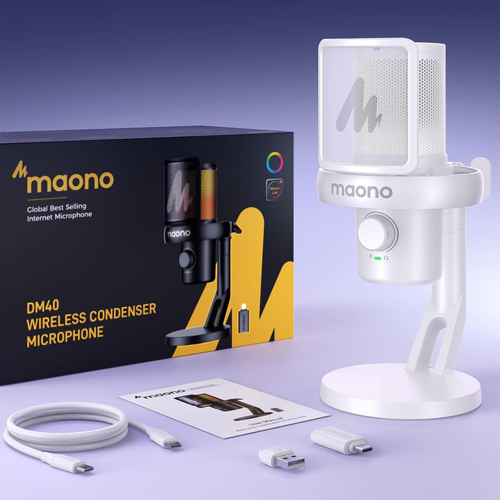 MAONO - Micrófono inalámbrico para PC, micrófono USB para juegos y...