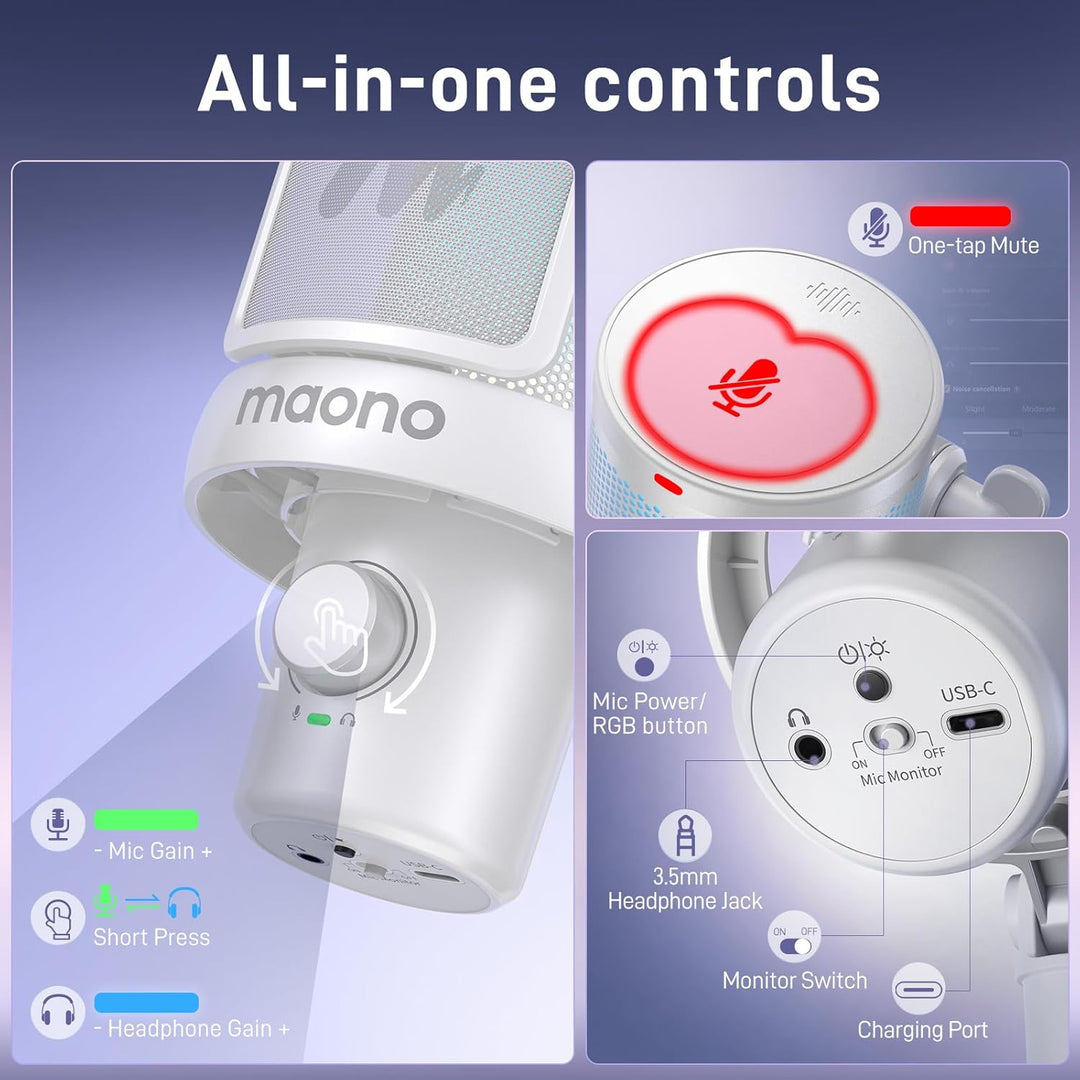 MAONO - Micrófono inalámbrico para PC, micrófono USB para juegos y...