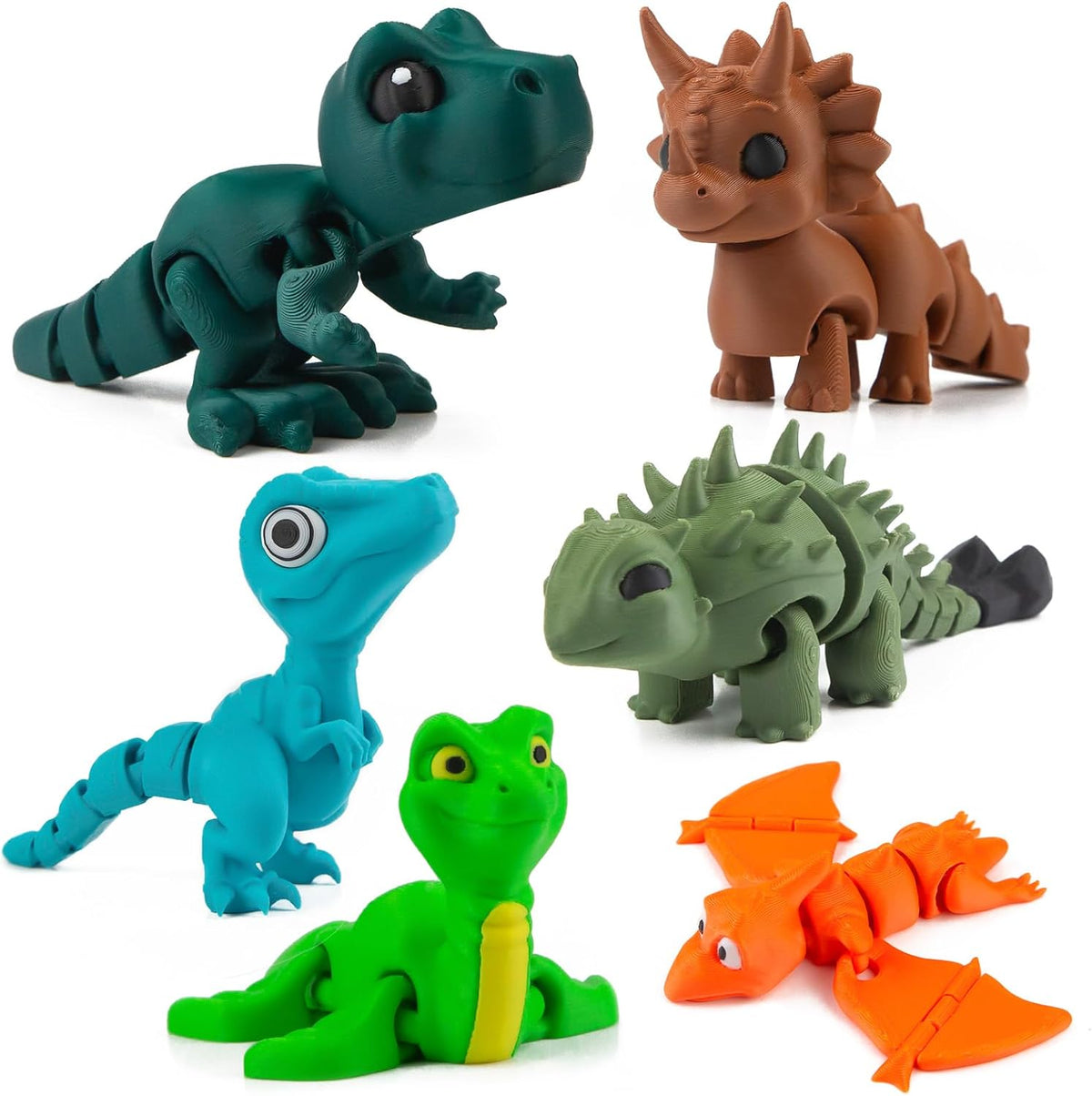 cobinaan 6 juguetes de dinosaurio impresos en 3D animales