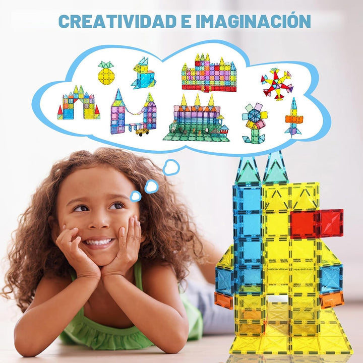 Paaxido Azulejos magnéticos, juego de 100 bloques magnéticos, bloqu...