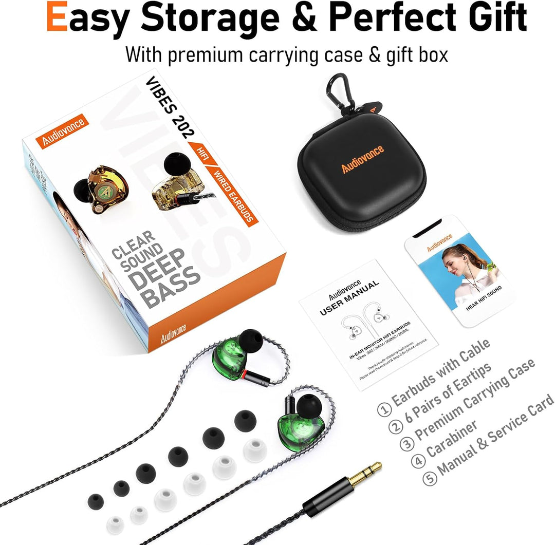 Auriculares Vibes 202 con cable - Auriculares HiFi de monitor intra...