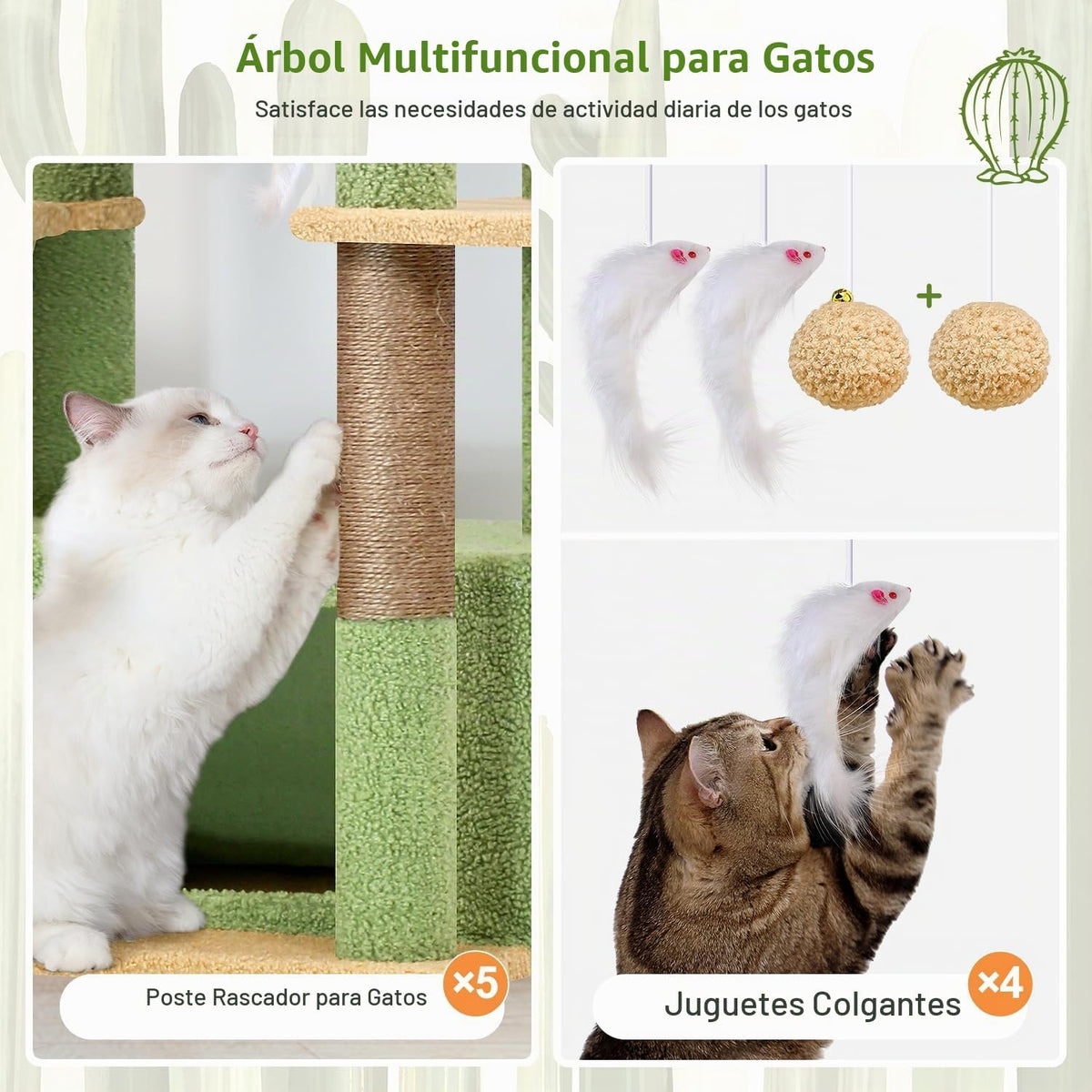 Globlazer Árbol grande de cactus para gatos, torre trepadora de 80 pulgadas