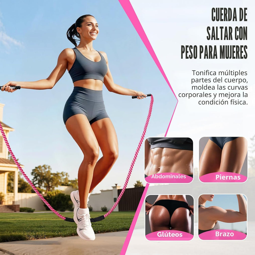 Cuerda de saltar, Cuerda de saltar con peso para mujeres, Cuerdas de saltar pesadas para fitness, Equipo de ejercicio para gimnasio en casa, Cuerda de saltar para adultos para mejorar la fuerza