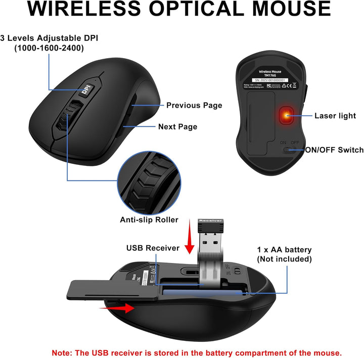 Combo de teclado y mouse inalámbricos, teclado de computadora silen...