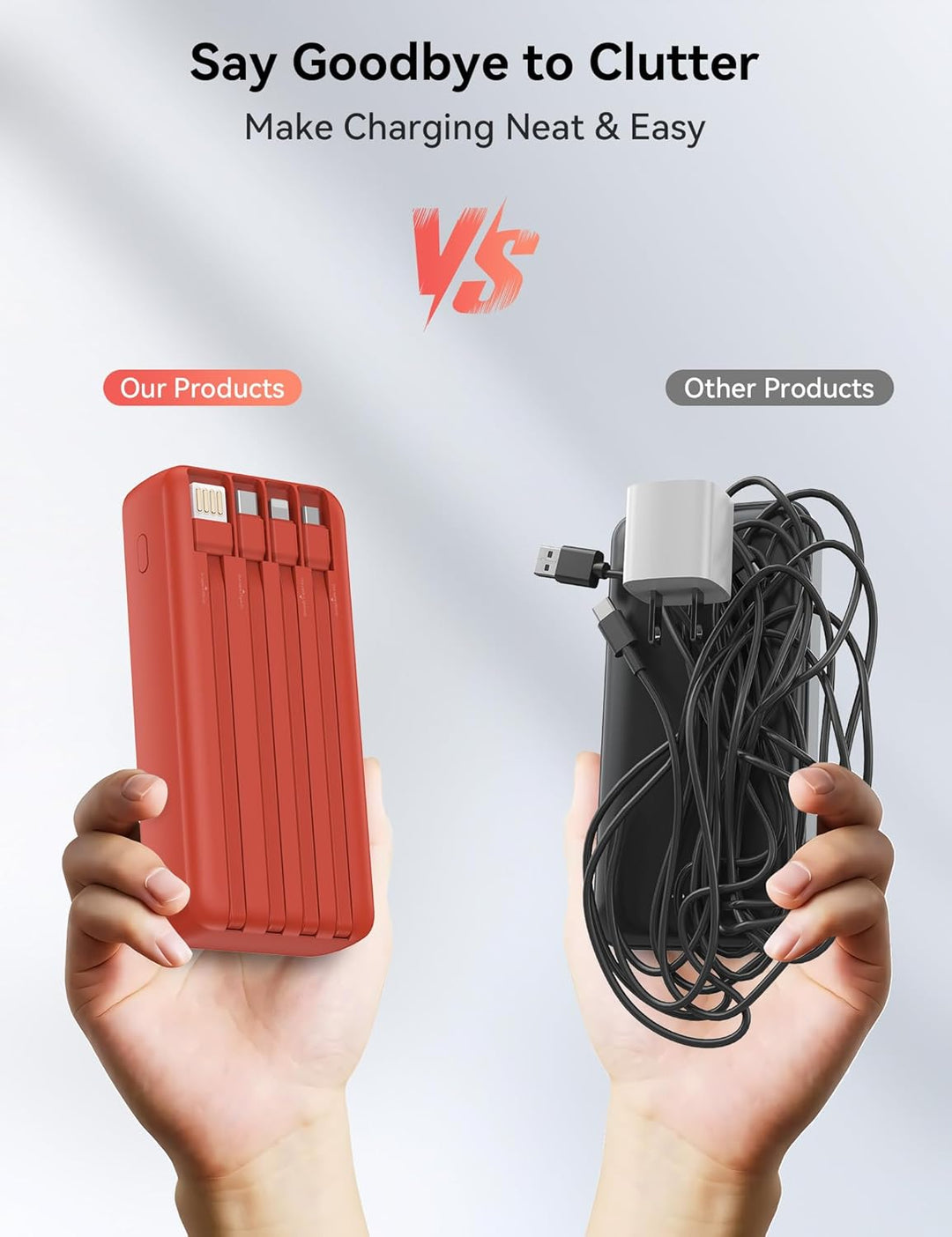 Nusyddy Cargador portátil de 20000 mAh integrado con 4 cables, bate...