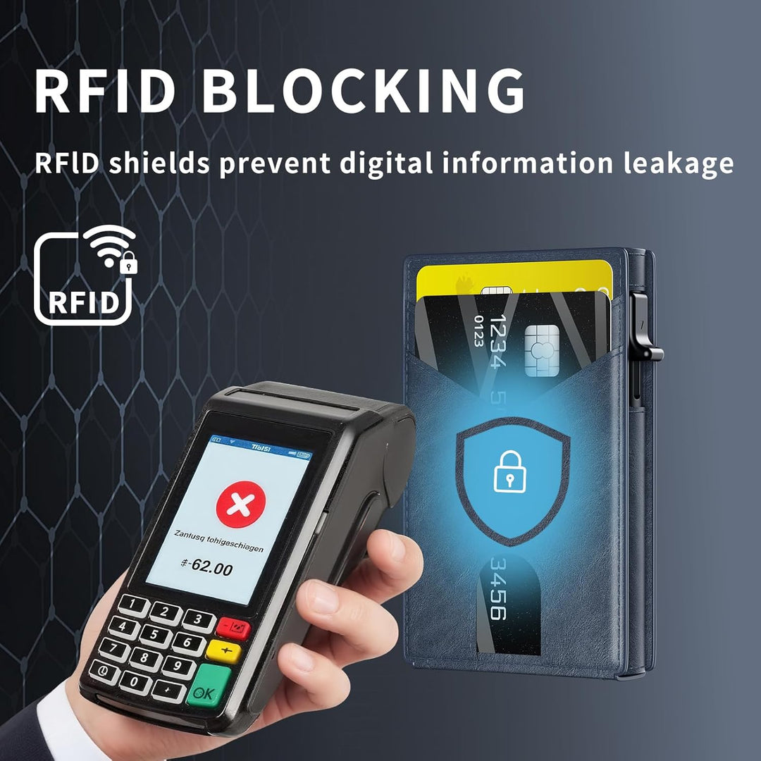KISUEDZP Cartera delgada para hombre con bloqueo RFID, soporte de m...
