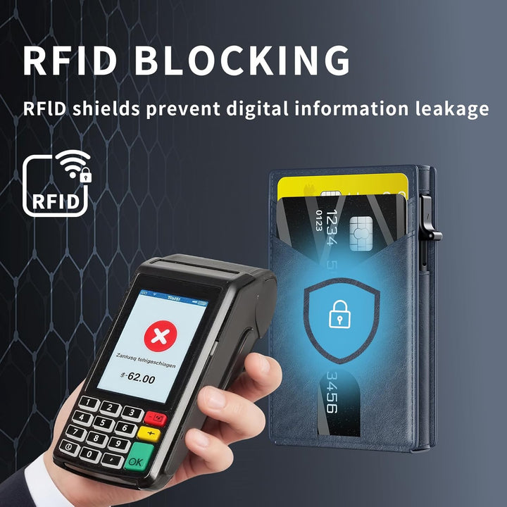 KISUEDZP Cartera delgada para hombre con bloqueo RFID, soporte de m...