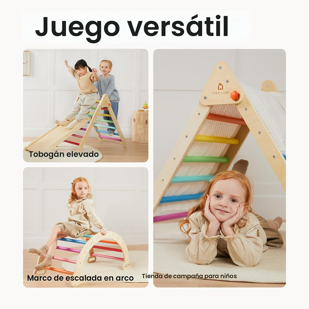 Tiny Land Pikler - Juego de triángulos plegables 7 en 1, juego de juguetes de escalada triangulares Pikler para niños, parque infantil interior de bebé, gimnasio de selva, juego de escalada Montessori