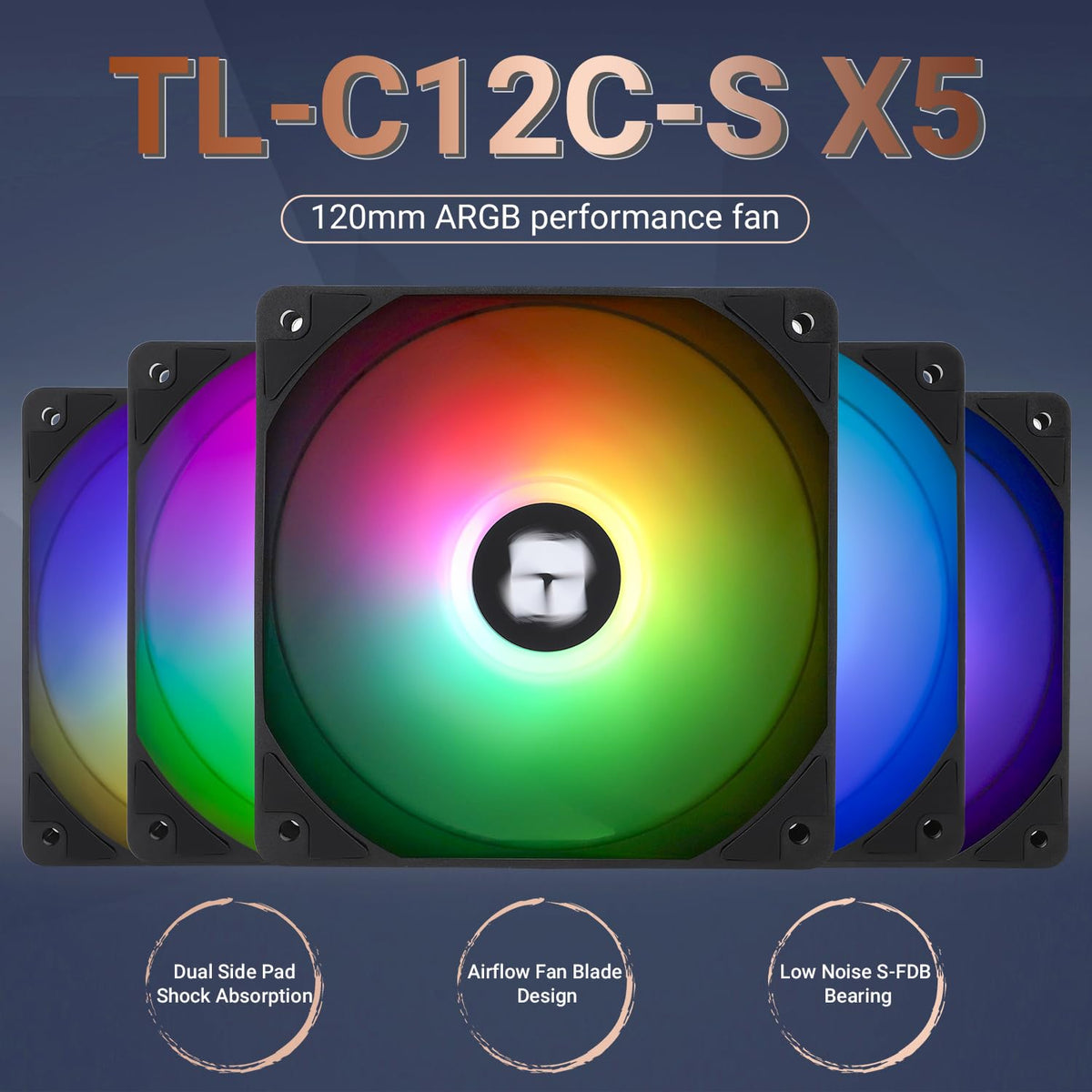 Thermalright paquete de 5 TL-C12C-S ventilador de CPU de 120 mm ARGB