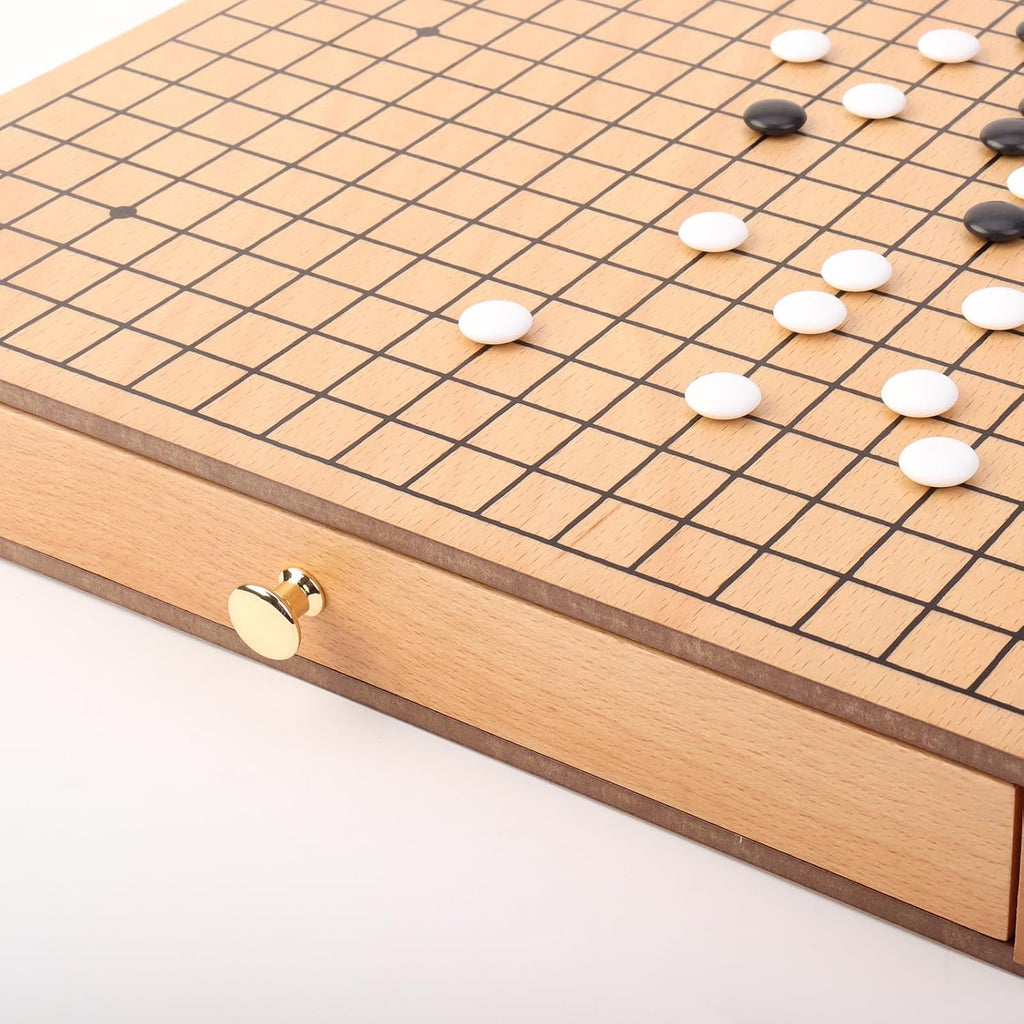 Juego de madera Go con cajones, tablero Go de 11.8 pulgadas con 361 piedras