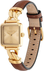Reloj COACH Cass para mujer con cuarzo 2H – Caja cuadrada de acero inoxidable – Correa de piel de becerro – Accesorio elegante, regalo para ella 22m