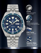 TACTICAL FROG Heimdallr SKX007 Relojes para hombre, movimiento NH36A, cristal de zafiro, buceo automático, 200M, C3 luminoso, esfera de 42mm