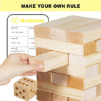 Torre gigante de madera, 60 piezas, juego familiar de patio de hasta 5 pies