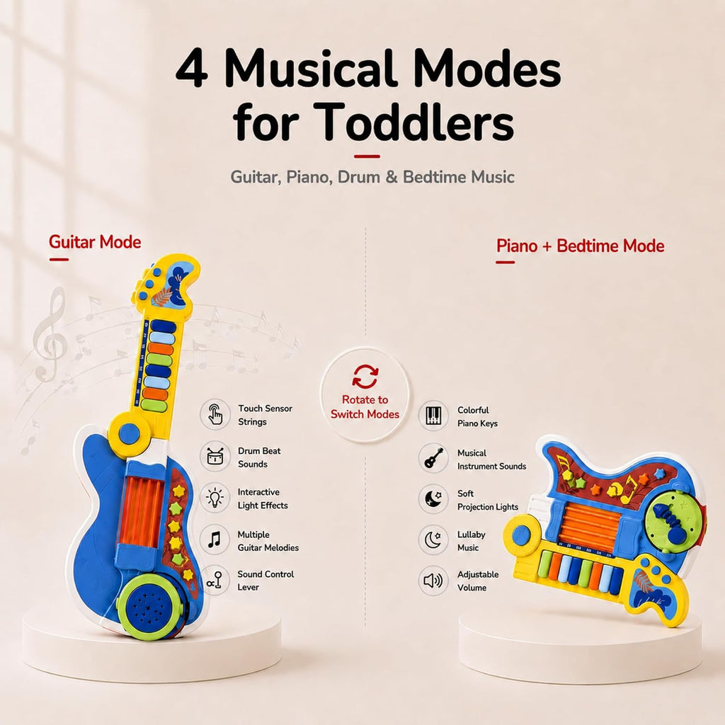 Juguete de guitarra para niños pequeños, guitarra y piano para niños con
