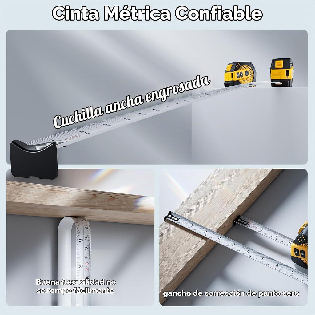 Cinta métrica láser 2 en 1 de 131 pies con cinta autobloqueante de