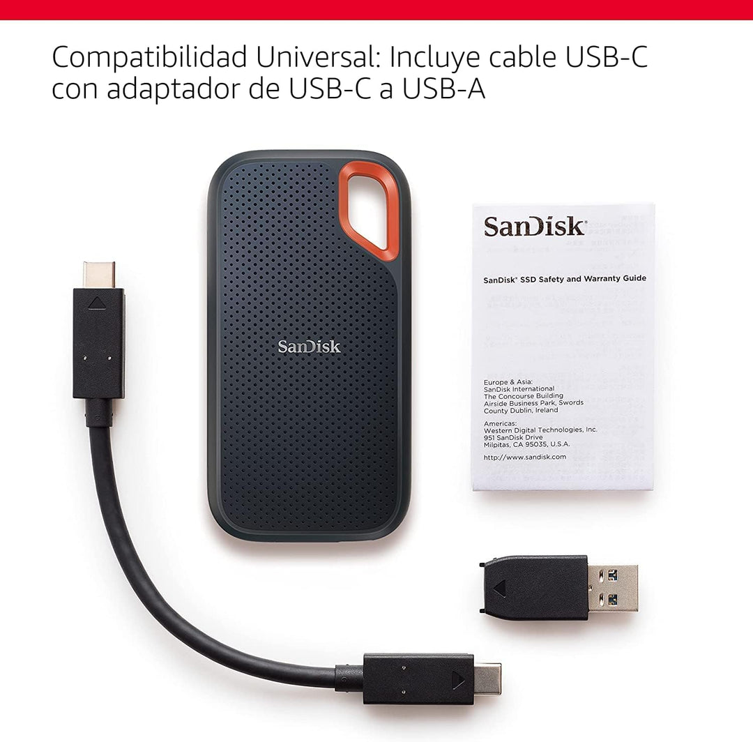 SanDisk SSD Portátil Extreme de 1TB - Hasta 1050MB\/s, USB-C, USB 3...