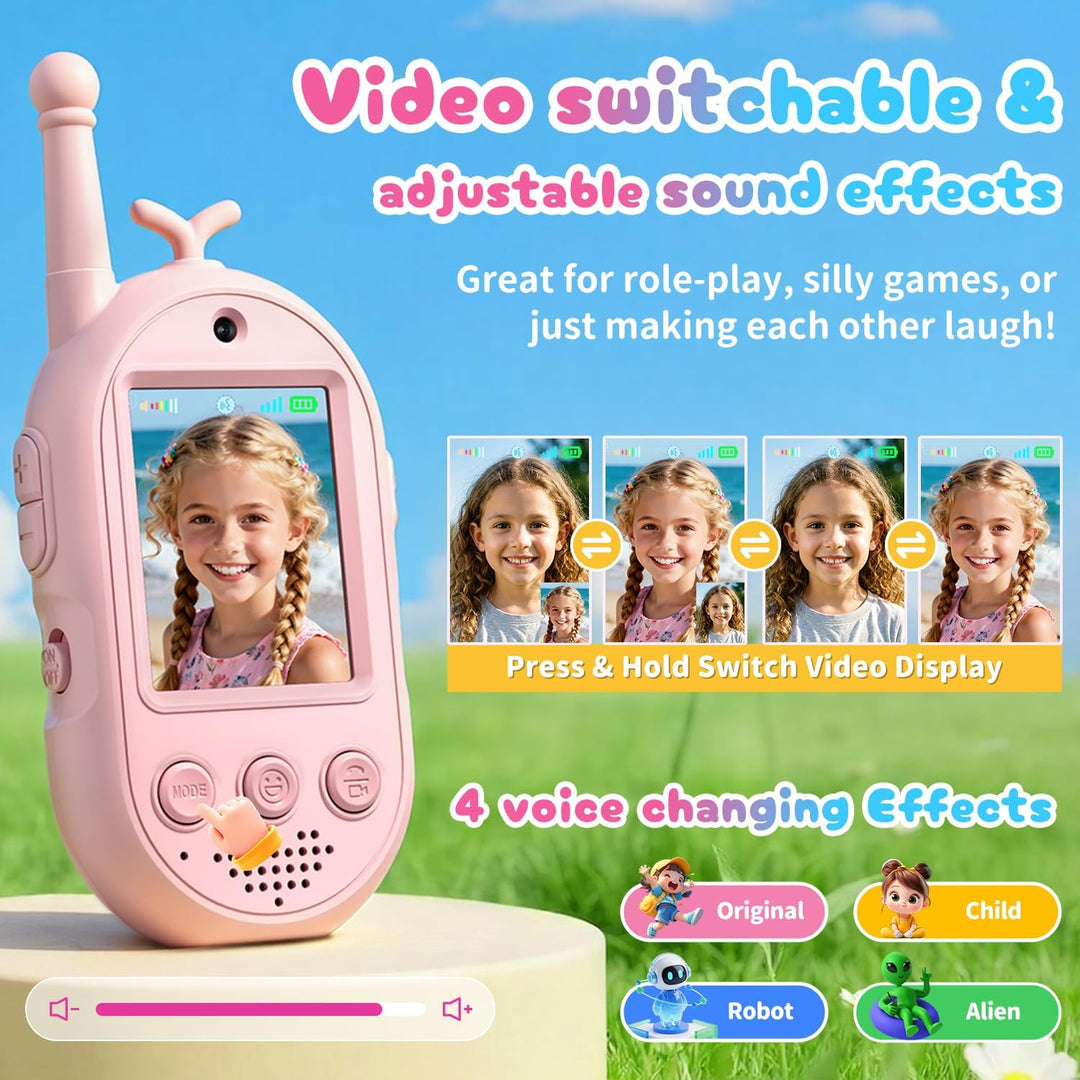 Walkie Talkies de video mejorados para niños, paquete de 2 unidades...