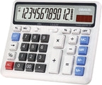 Calculadora de escritorio, pantalla LCD extragrande, calculadora de contabilidad de números grandes de 12 dígitos con botón de respuesta gigante, batería y energía solar, perfecta para oficina