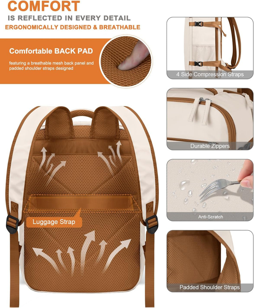 Capolo Mochila de viaje para mujeres y hombres, mochila impermeable...