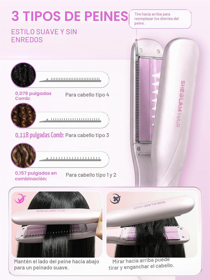 SHEGLAM Steam Flat Iron Hair Straightener 1.5" Ceramic Flat Iron wi...