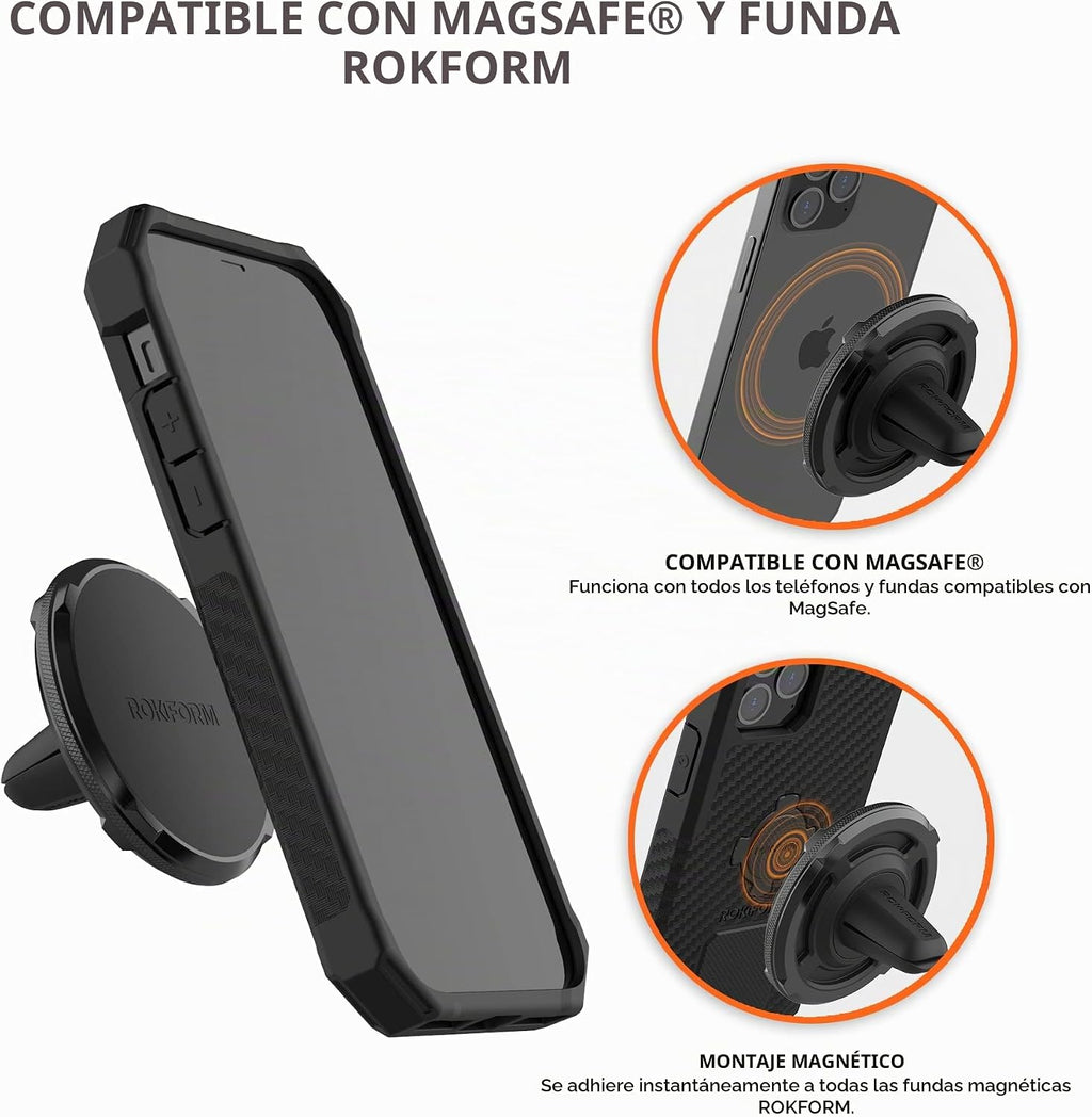 Rokform Soporte de teléfono con doble imán para ventilación, clip de agarre