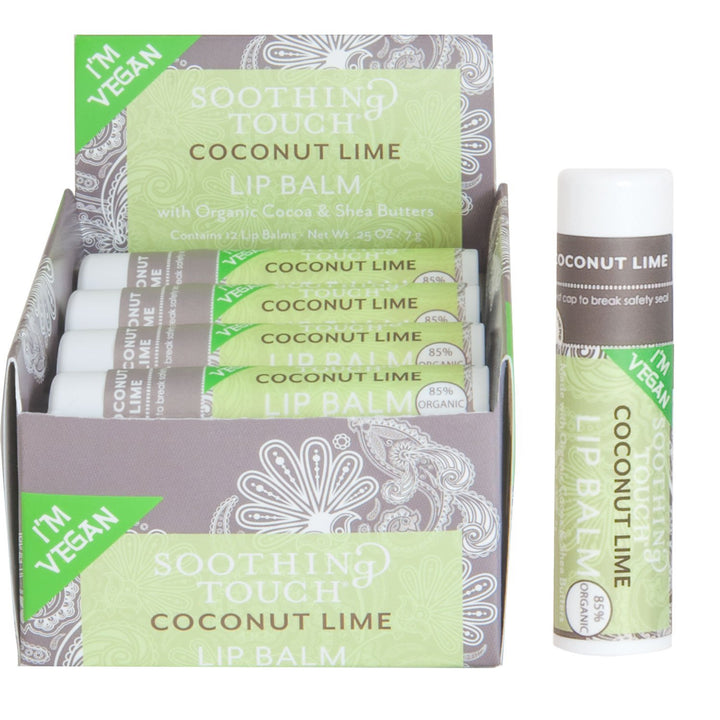 Soothing Touch Bálsamo labial vegano de coco y lima, 0.25 oz (85% o...