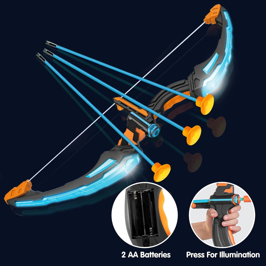 JOYIN - Arco y flecha LED para niños, juego de juguetes de tiro con...