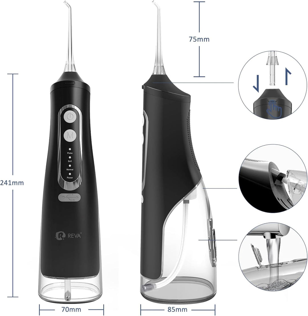 R REVA Irrigador dental inalámbrico para dientes, encías y aparatos...
