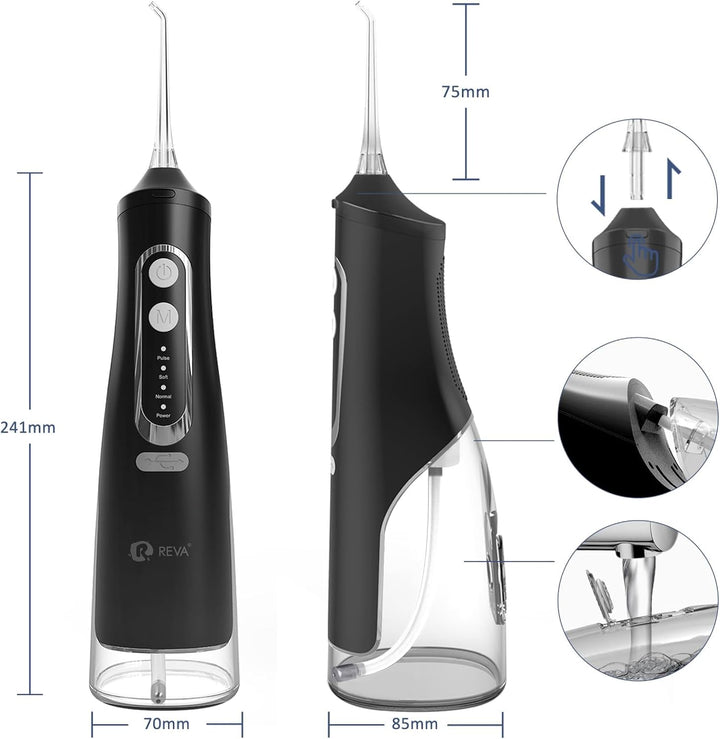 R REVA Irrigador dental inalámbrico para dientes, encías y aparatos...