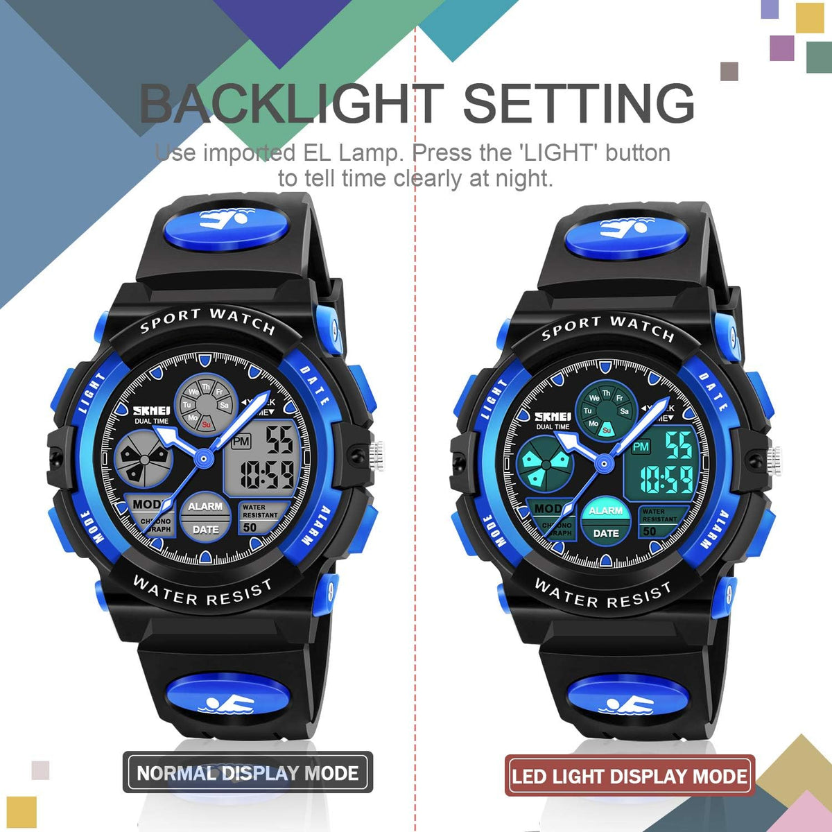 ATIMO Reloj impermeable multifunción LED para niños - Regalos para niños