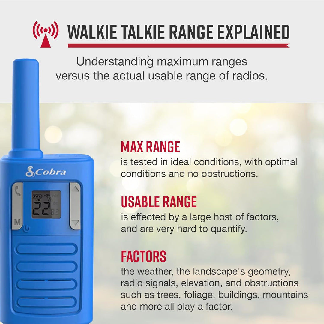Walkie Talkies de Familia Cobra RX100 de 16 Millas de Alcance (Paqu...