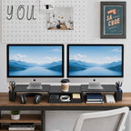 Soporte elevador para monitor doble con cajón y 2 soportes para