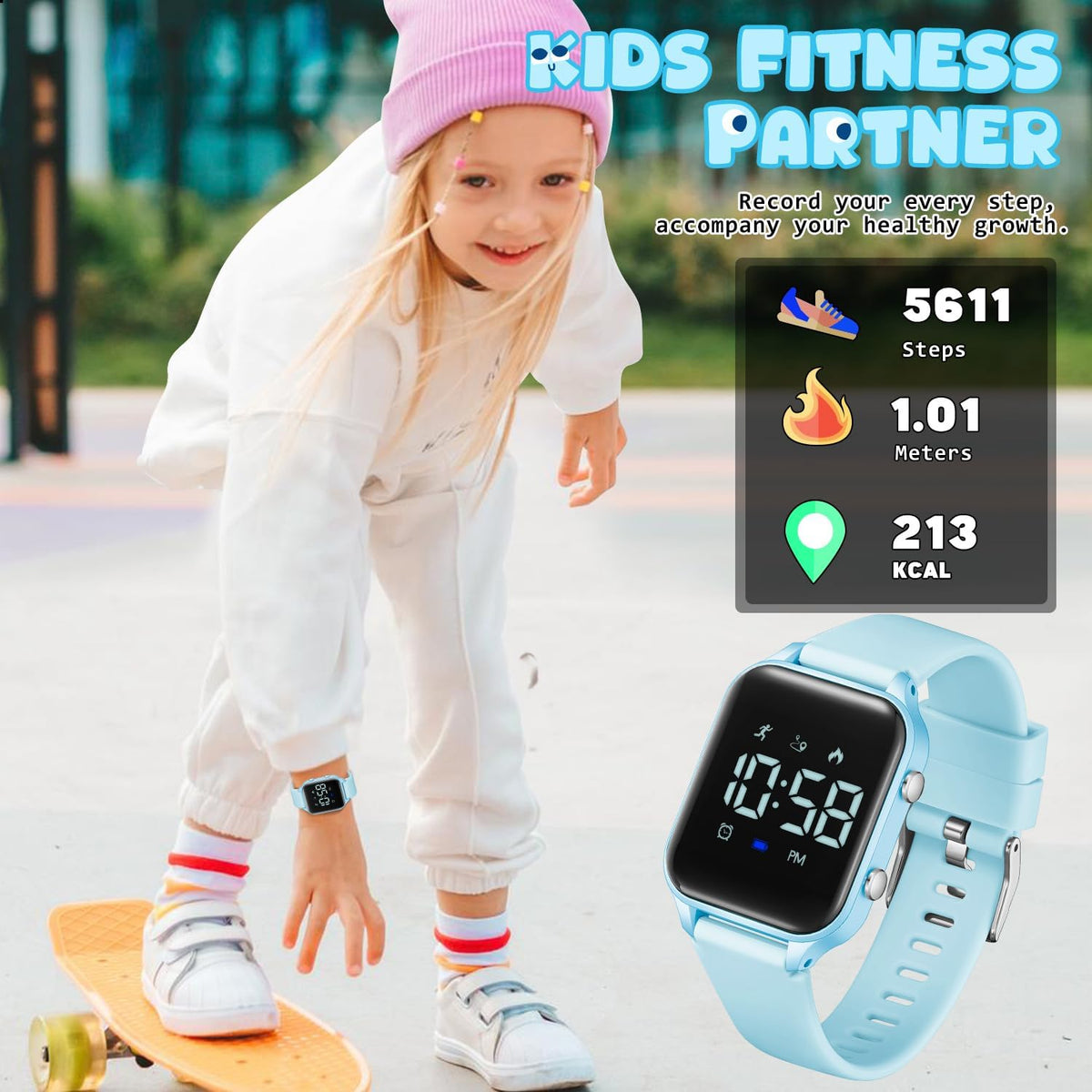 Relojes digitales para niños y niñas, reloj deportivo con rastreador de fitness, podómetro, alarmas, cronómetro, no necesita aplicación, reloj impermeable para niños, regalo para adolescentes