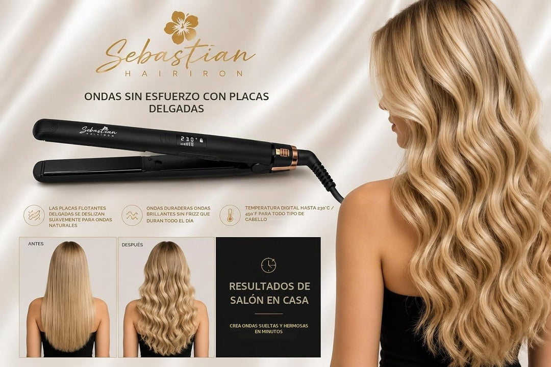 Plancha de pelo y rizador 2 en 1 \u2013 Placas delgadas de cerámica...