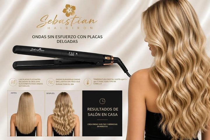 Plancha de pelo y rizador 2 en 1 \u2013 Placas delgadas de cerámica...