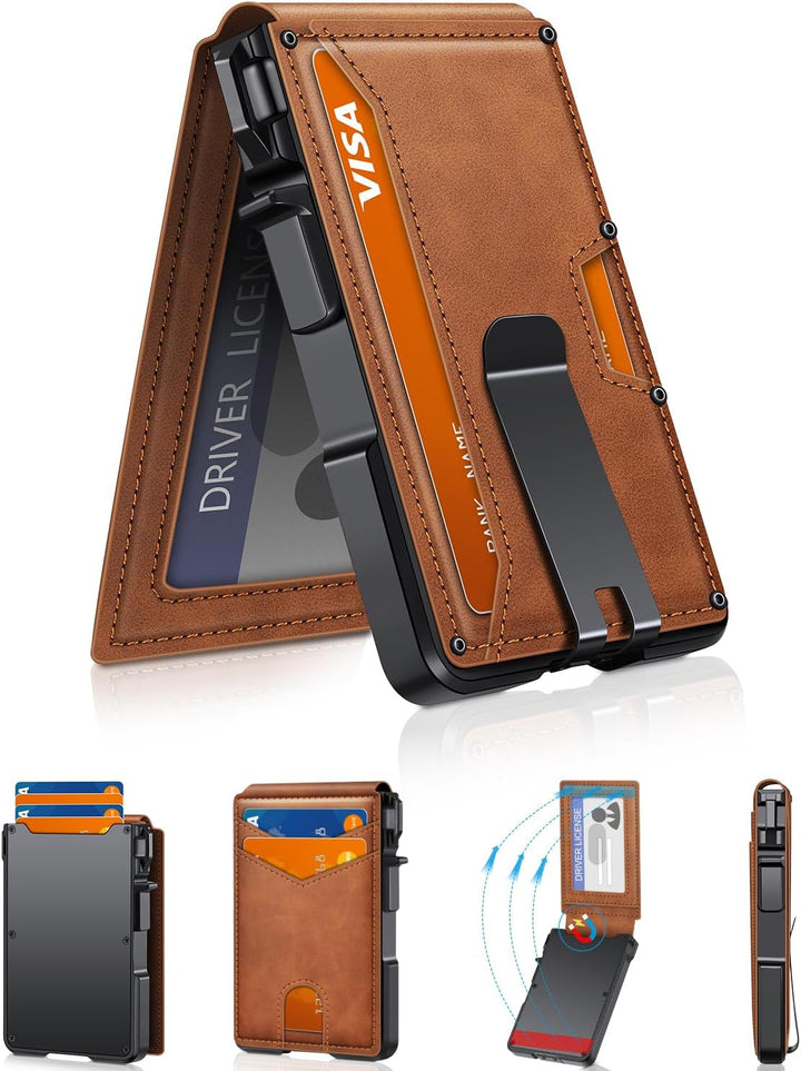Cartera para hombres, cartera minimalista para hombres de 9-13 tarj...
