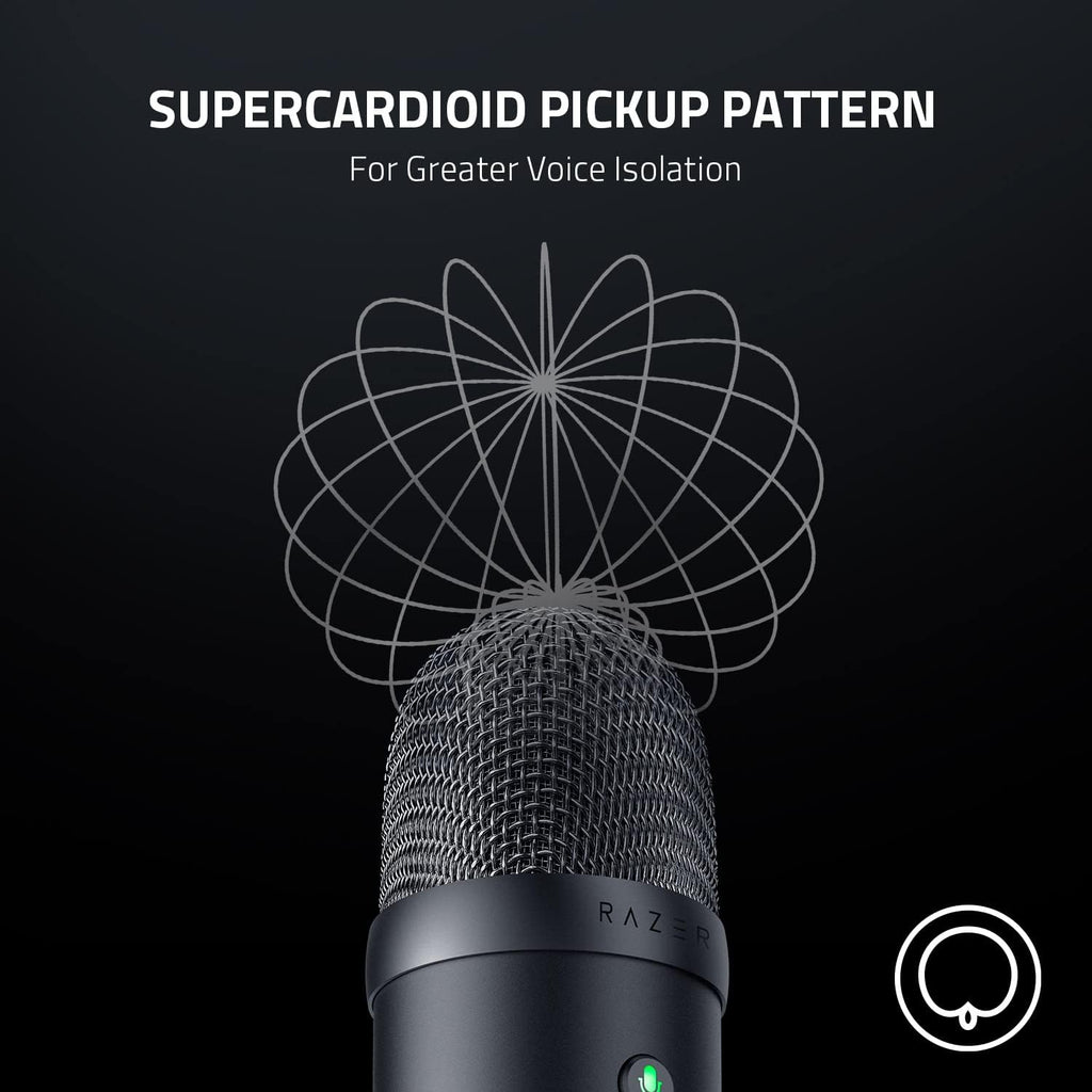 Razer Seiren V2 X - Micrófono USB de condensador para transmisión y juegos en PC: patrón de captación supercardioide - Limitador digital integrado - Monitorización del micrófono y control de ganancia