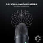 Razer Seiren V2 X - Micrófono USB de condensador para transmisión y juegos en PC: patrón de captación supercardioide - Limitador digital integrado - Monitorización del micrófono y control de ganancia