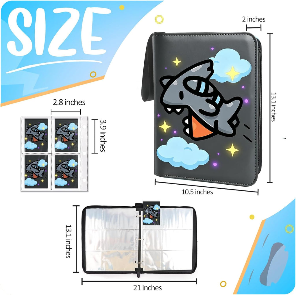 Carpeta de tarjetas de 4 bolsillos, soporte para tarjetas intercambiables para 400 tarjetas con 50 fundas extraíbles, tarjeta de colección portátil, libro de tarjetas de juego con cremallera para